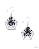 Spiderweb Statement - Black - Halloween Earrings - Paparazzi Accessories