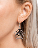 Spiderweb Statement - Black - Halloween Earrings - Paparazzi Accessories