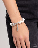 Earthy Earning - White - Paparazzi Accessories Feather Coil Bracelet