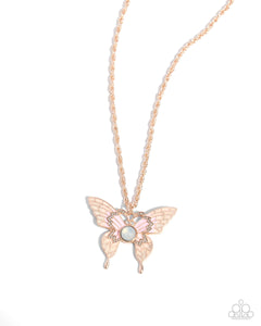 Showstopping Shuttle - Rose Gold - Paparazzi Accessories Butterfly Necklace