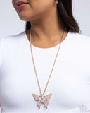 Showstopping Shuttle - Rose Gold - Paparazzi Accessories Butterfly Necklace