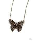 Flawless Flight - Brass - Paparazzi Accessories Butterfly Necklace