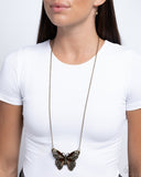 Flawless Flight - Brass - Paparazzi Accessories Butterfly Necklace