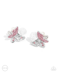 Fanciful Facade - Pink - Paparazzi Accessories Clip-on Earrings