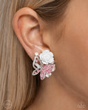 Fanciful Facade - Pink - Paparazzi Accessories Clip-on Earrings