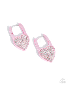 Padlocked Promise - Pink - Paparazzi Hinge Earrings