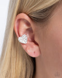 As Far As It GLOWS - White - Cuff Earrings - Paparazzi Accessories