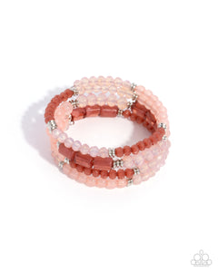 Defaced Dance - Pink  - Paparazzi Accessories Coil Bracelet