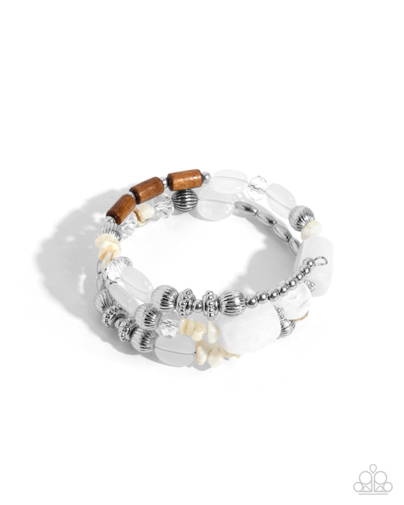 Feeling Alive - White - Paparazzi Accessories Coil Bracelet