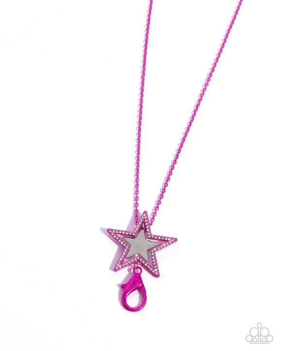 Stellar Search - Pink - Paparazzi Accessories Pink Dipped Star Lanyard