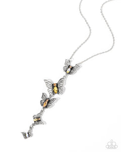 Aerial Addition - Yellow - Paparazzi Accessories Butterfly Necklace