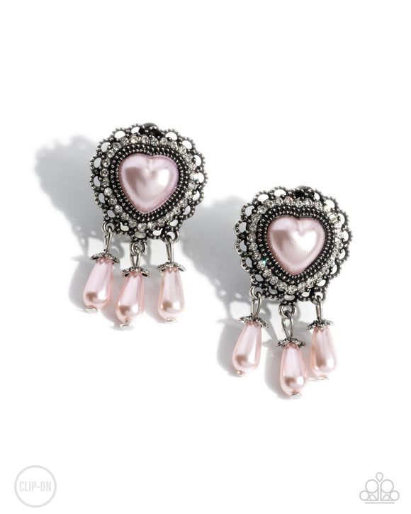 Sumptuous Story - Pink - Paparazzi Accessories Clip-On Earings