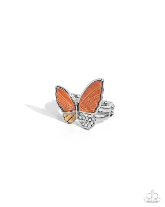 Fluttering Fidelity - Orange - Paparazzi Accessories Butterfly Ring