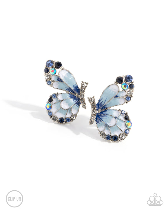 Decadent Descent - Blue - Paparazzi Accessories Clip-On Earrings