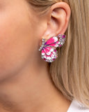 Decadent Descent - Pink - Paparazzi Accessories Clip-On Butterfly Earrings