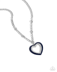 Romantic Rule - Blue - Paparazzi Accessories Heart Necklace