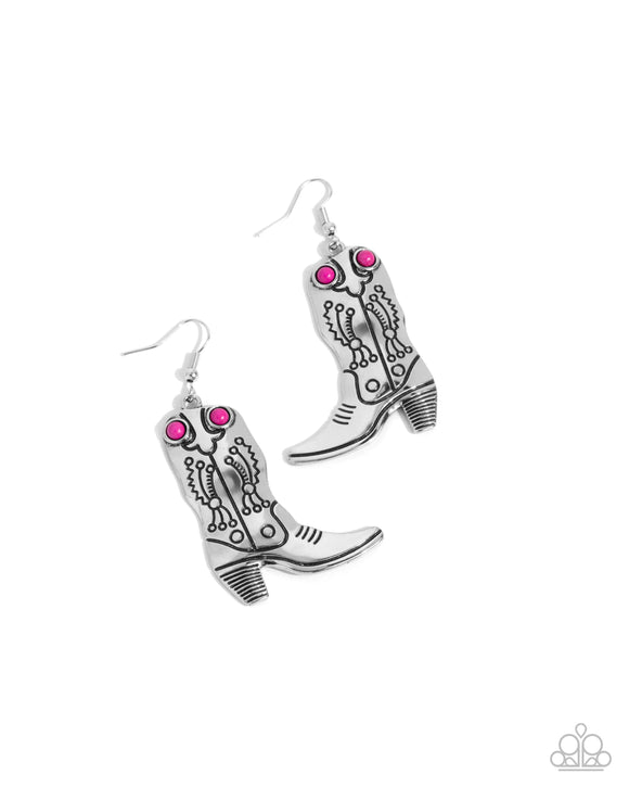 Southern Belle of the Ball - Pink - Paparazzi Accessories Boot Earrings