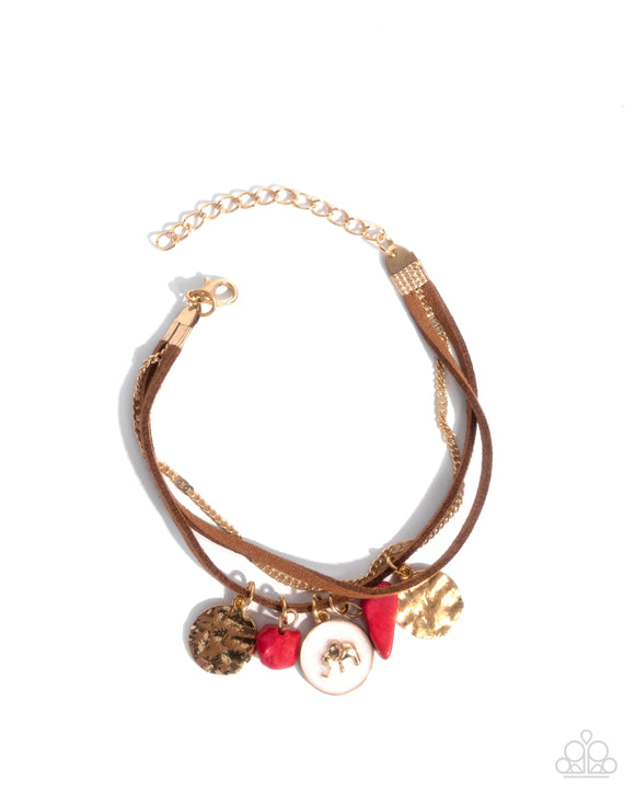Serene Stroll - Red  - Elephant Bracelet