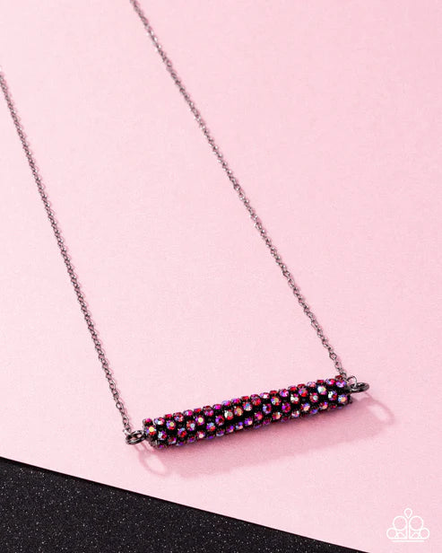 Timelessly Twinkling - Red - Paparazzi Short Necklace - Pink Diamond Exclusive