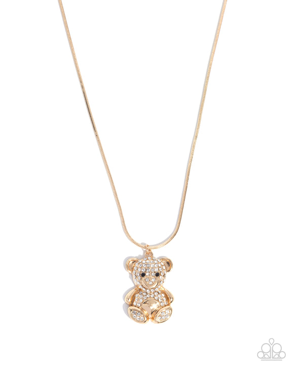 Cuddly Chic - Gold - Teddy Bear Necklace