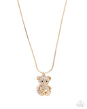 Cuddly Chic - Gold - Teddy Bear Necklace