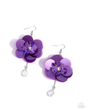 Oversized Opulence - Purple - Paparzzi Flower Earrings