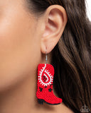 Western Webbing - Red - Boot Earrings