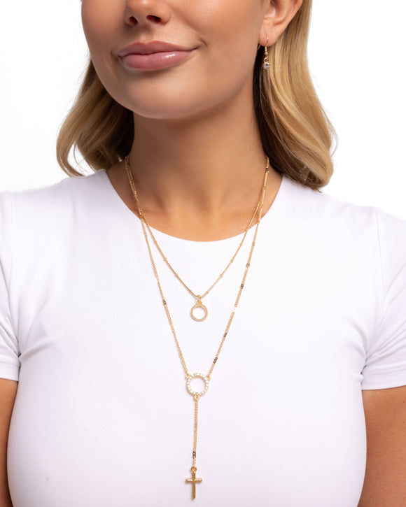 Faithfully Fierce - Gold - Layered Cross Necklace