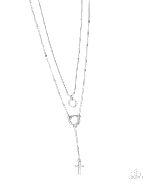 Faithfully Fierce - White - Cross Drop Necklace
