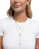 Faithfully Fierce - White - Cross Drop Necklace