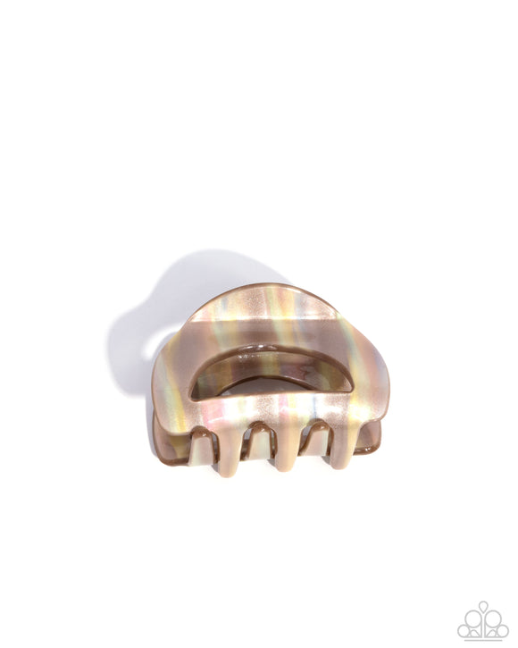 Striped Shopaholic - Brown Claw Clip