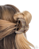 Striped Shopaholic - Brown Claw Clip
