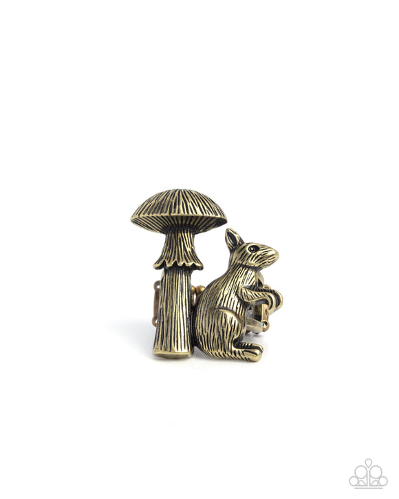 Textured Toadstool - Brass - Squirrel Mushroom Ring