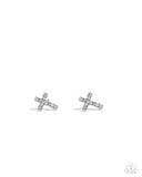 Sacred Shimmer - White Cross Earrings