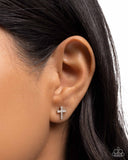Sacred Shimmer - White Cross Earrings