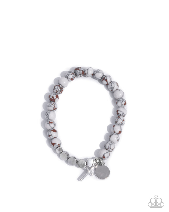 Devout Debut - White - Cross Bracelet