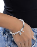 Devout Debut - White - Cross Bracelet