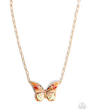 Aerial Accolade - Orange - Butterfly Necklace