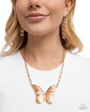 Aerial Accolade - Orange - Butterfly Necklace