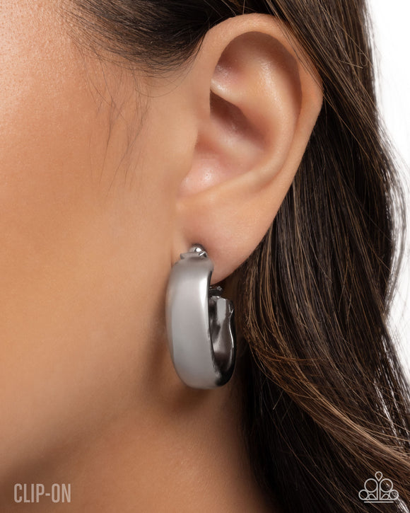 Sleek Spell - Silver - Clip-on Earrings