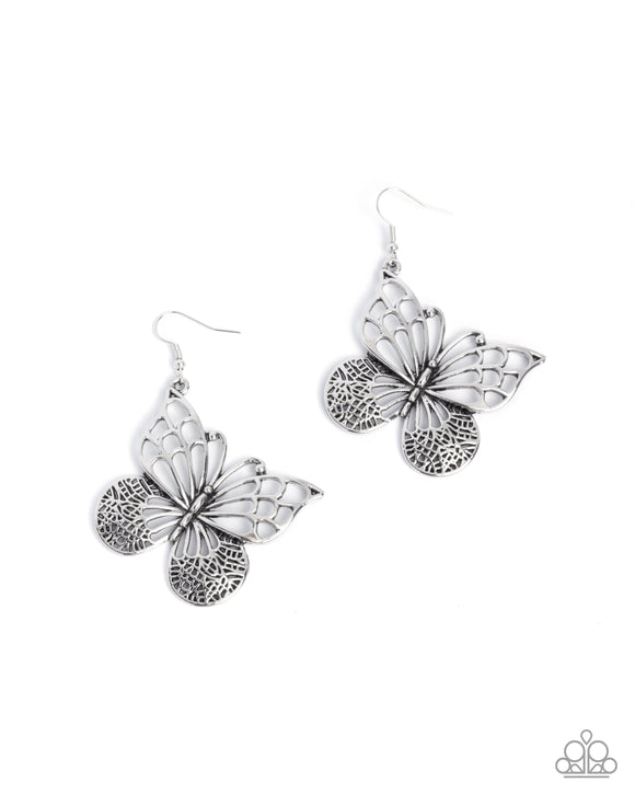 Soaring Skill - Silver - Butterfly Earrings