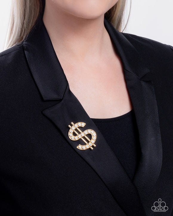 Raking in the Bling - Gold - Brooch