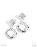 Square Shopaholic - White - Clip-on Earrings