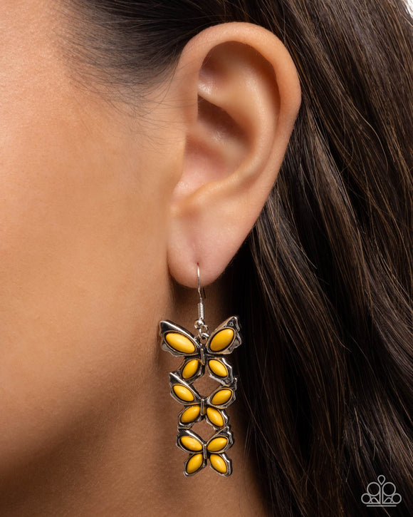 Fluttering Fantasy - Yellow -Butterfly Earrings
