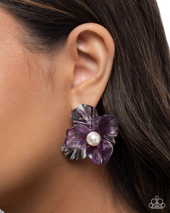 Frank Flowers - Purple - Post Earrings