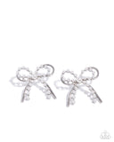 Girly Get Together - White - Bow Earrings