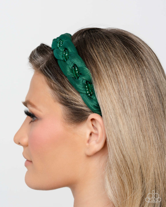 Beaded Boarding School - Green - Headband