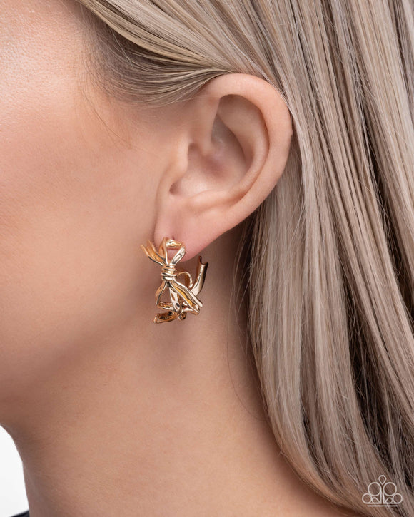 Coquette Catwalk - Gold - Bow Hoop Earrings