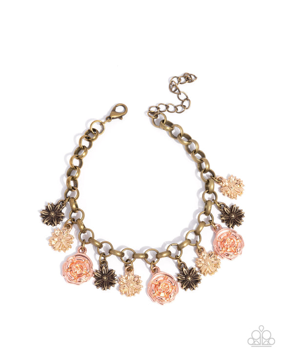 Grandiose Garden - Multi (Set in brass with copper, gold, and brass charms)