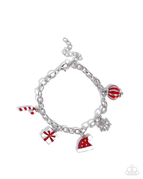 Holiday Haute - Red - Christmas Charm Bracelet